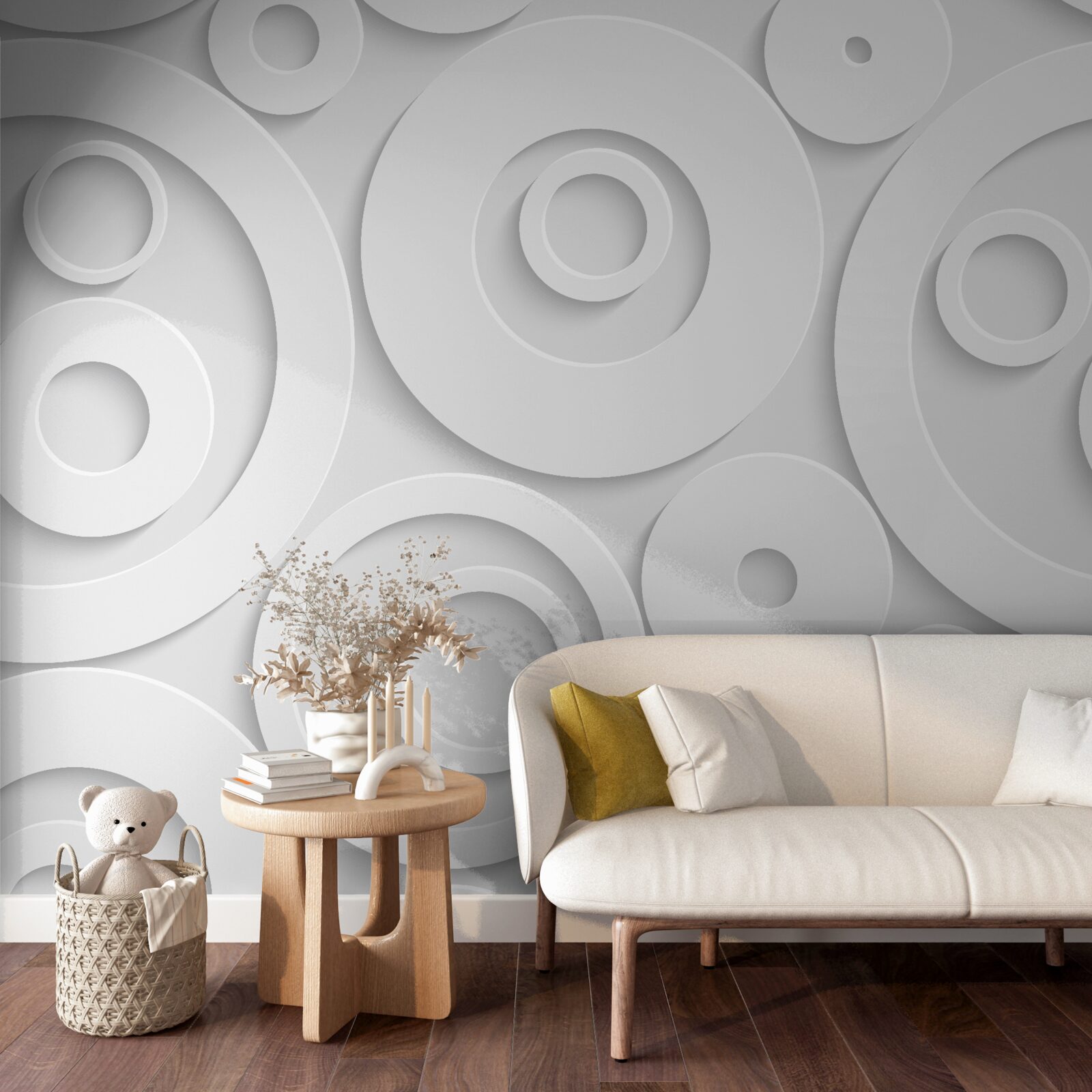 Fototapeta białe okrągłe wzory