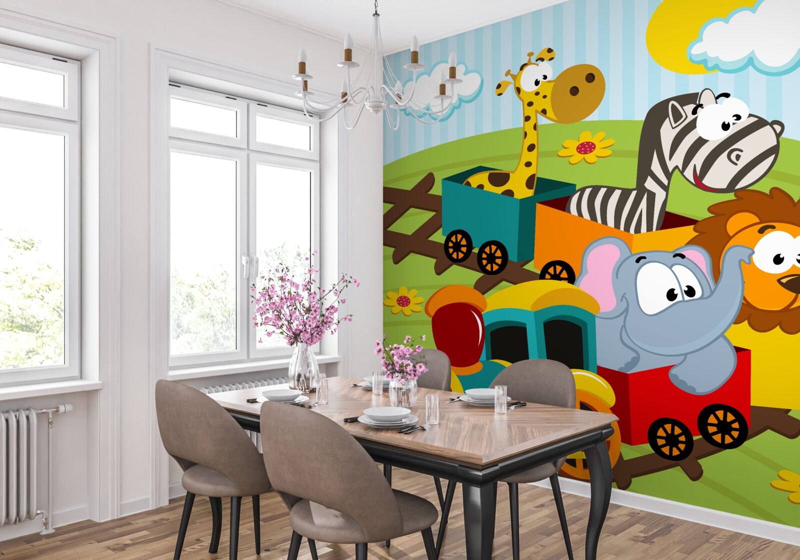 Fototapeta urocze stworzenia w pociągu