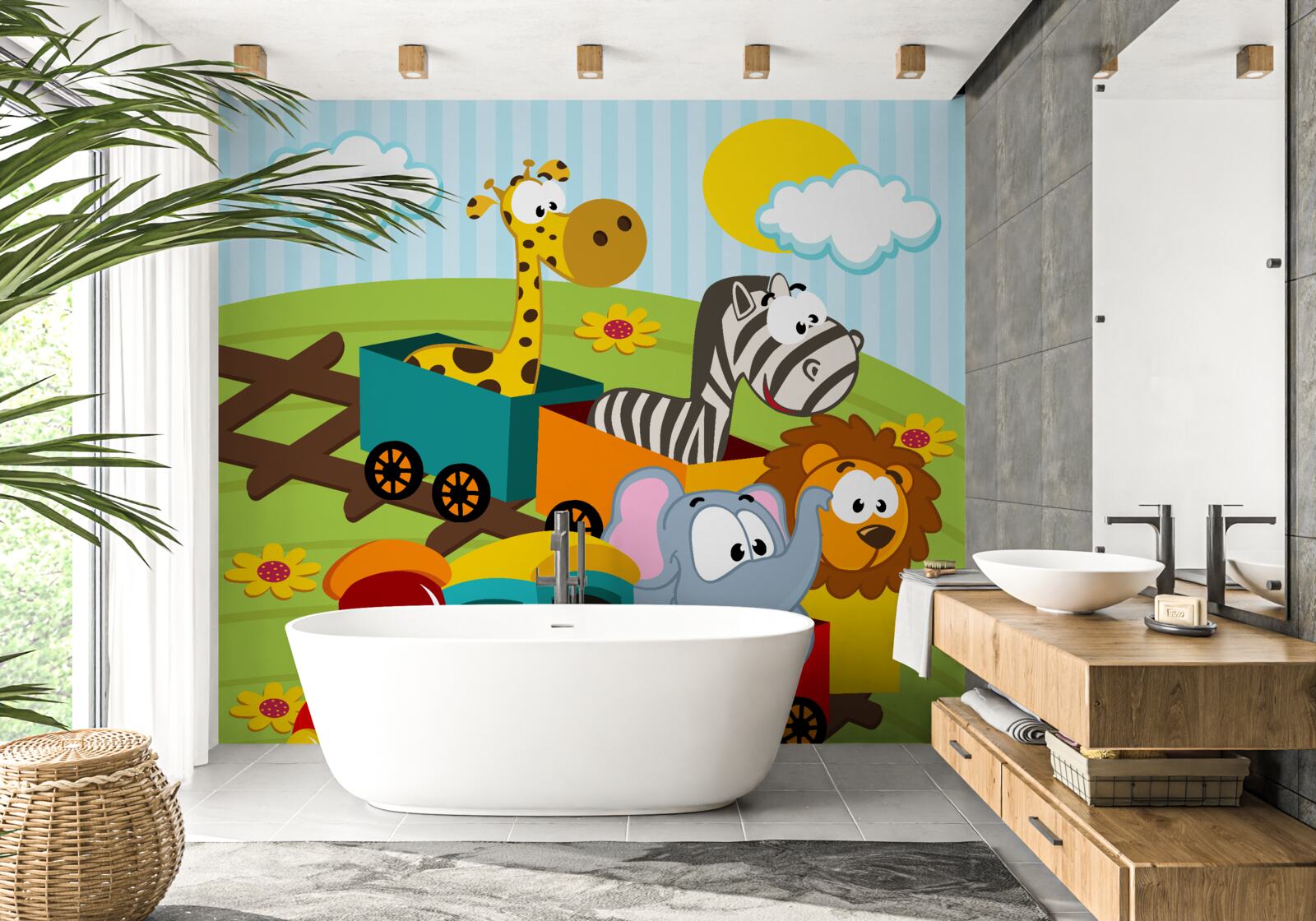 Fototapeta urocze stworzenia w pociągu