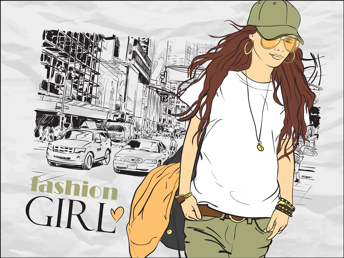 Fototapeta stylowa i atrakcyjna dziewczyna