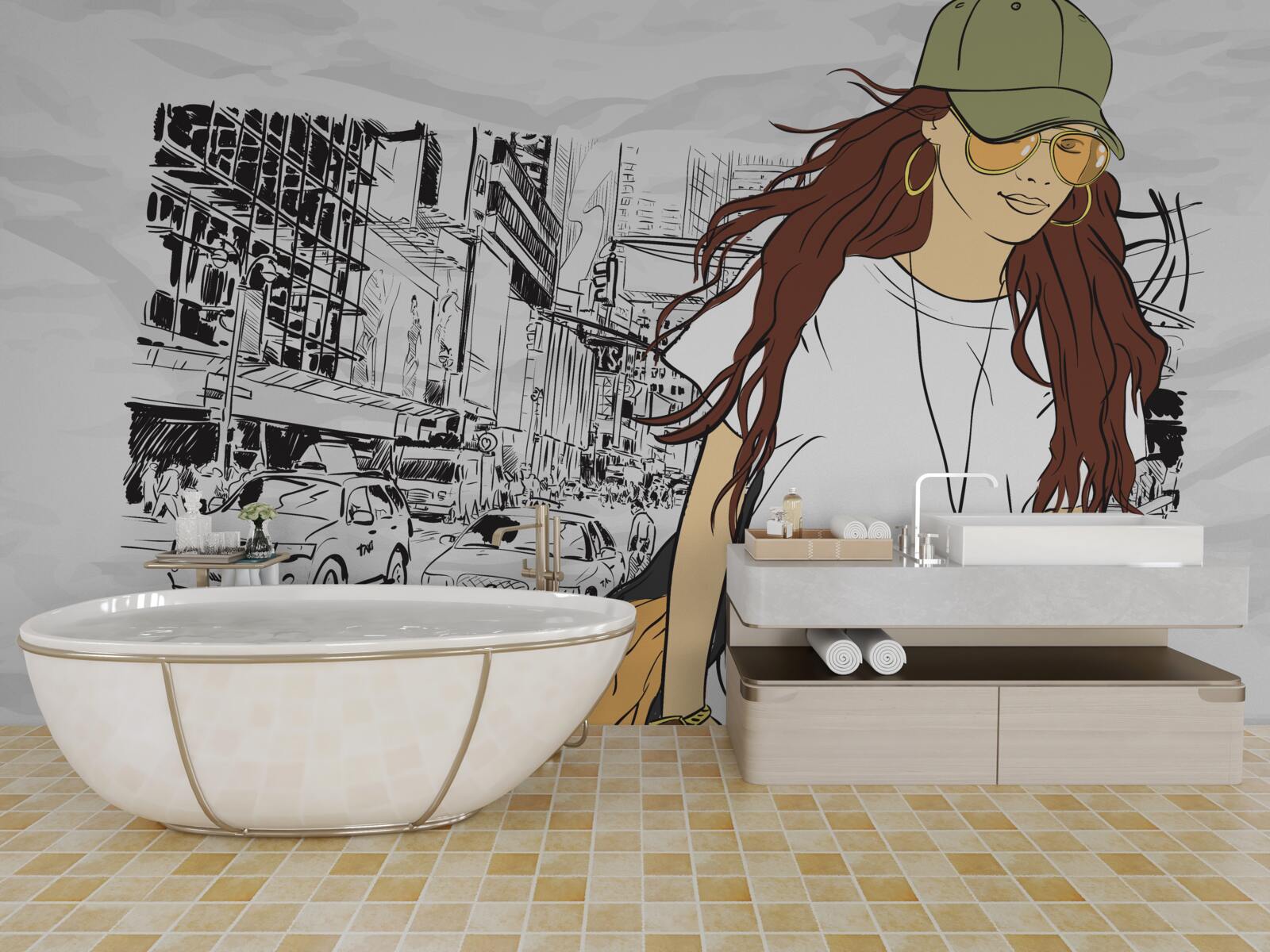 Fototapeta stylowa i atrakcyjna dziewczyna