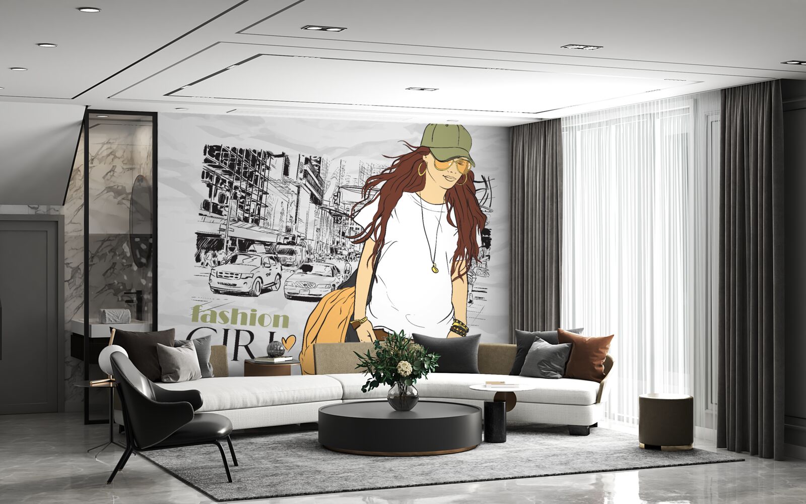 Fototapeta stylowa i atrakcyjna dziewczyna