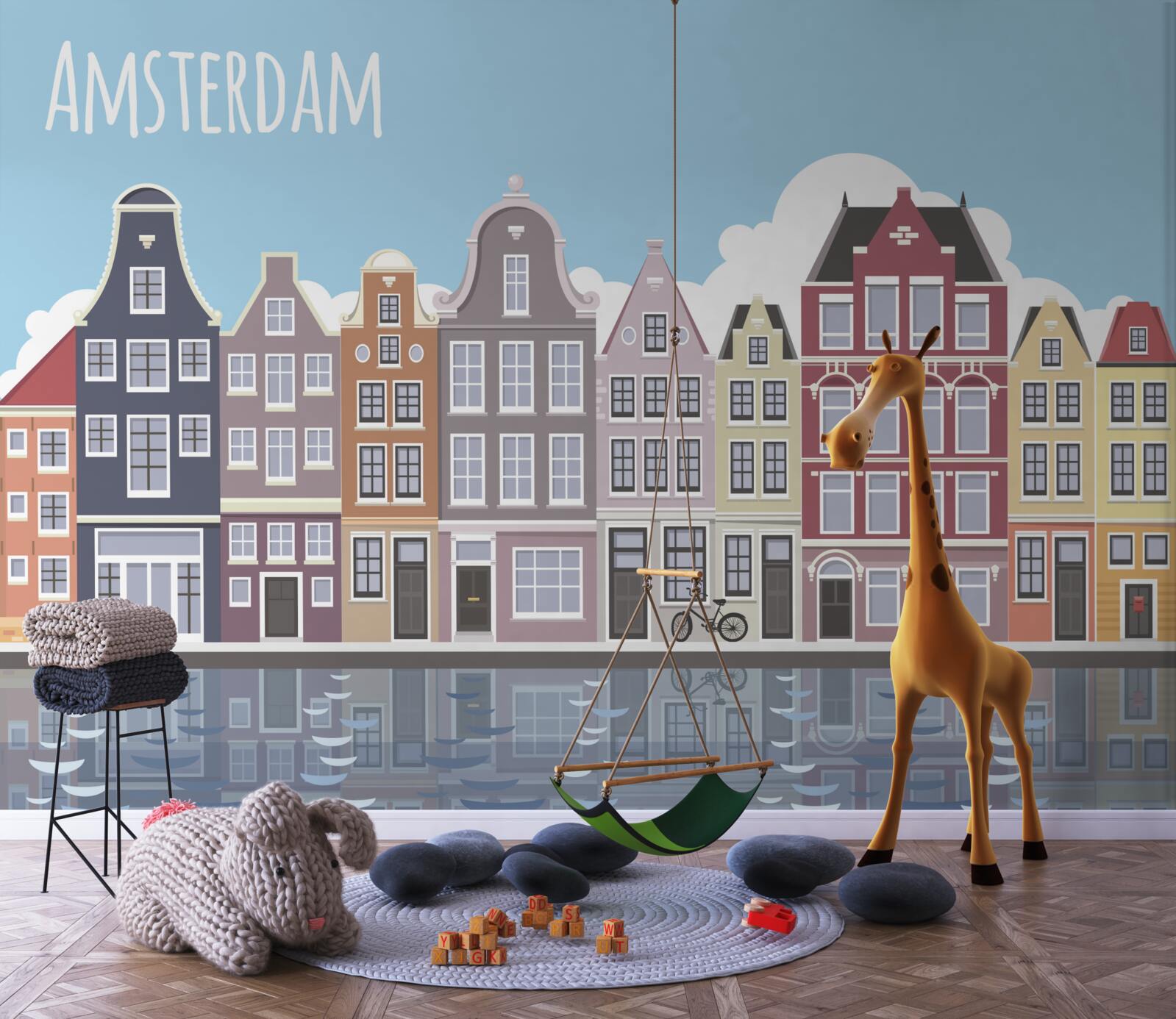 Fototapeta odbicie amsterdamu w wodzie