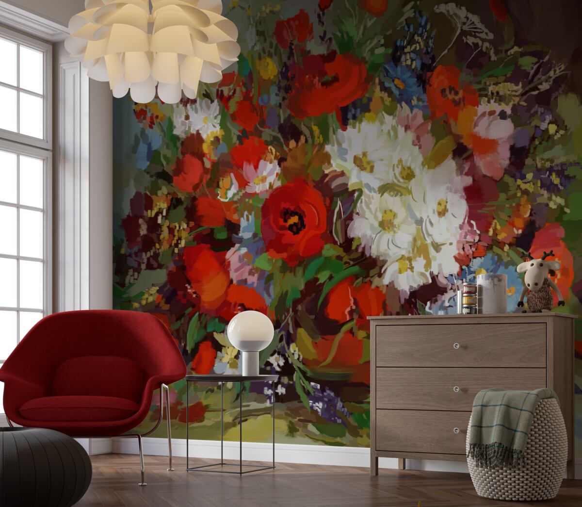 Fototapeta kompozycja kwiatów zebranych z letnich łąk