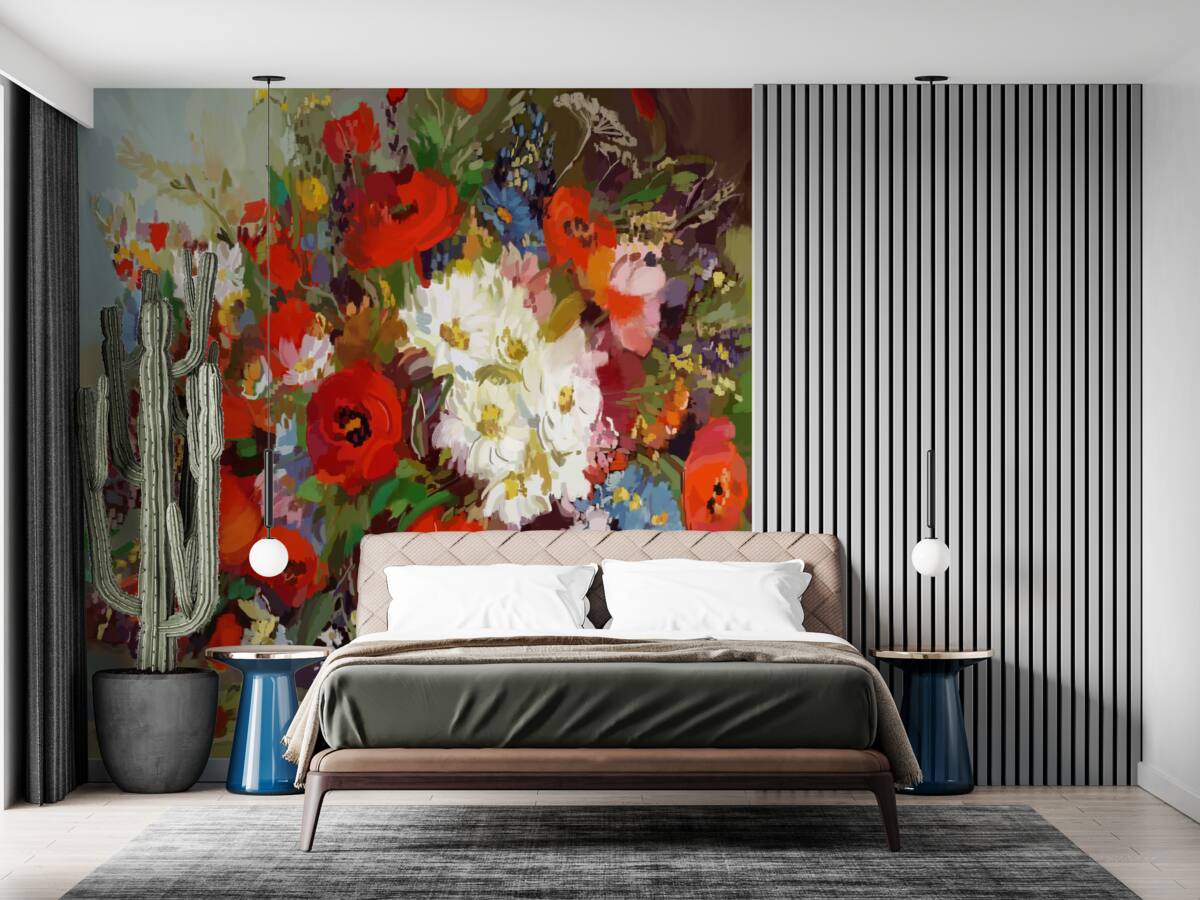 Fototapeta kompozycja kwiatów zebranych z letnich łąk