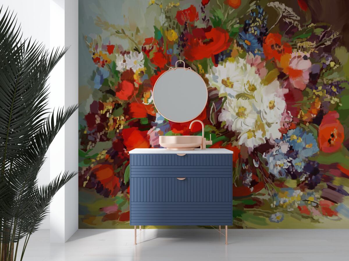 Fototapeta kompozycja kwiatów zebranych z letnich łąk