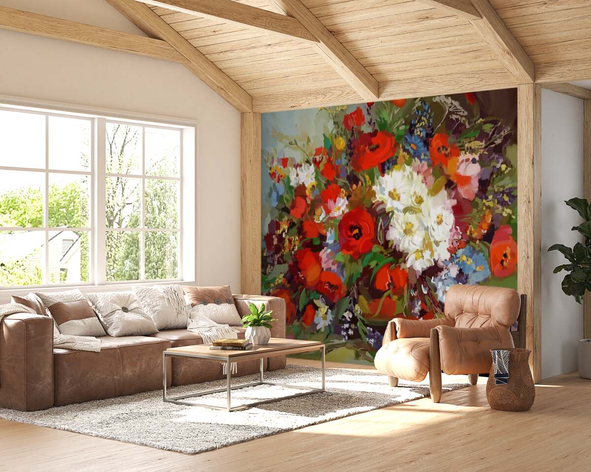 Fototapeta kompozycja kwiatów zebranych z letnich łąk