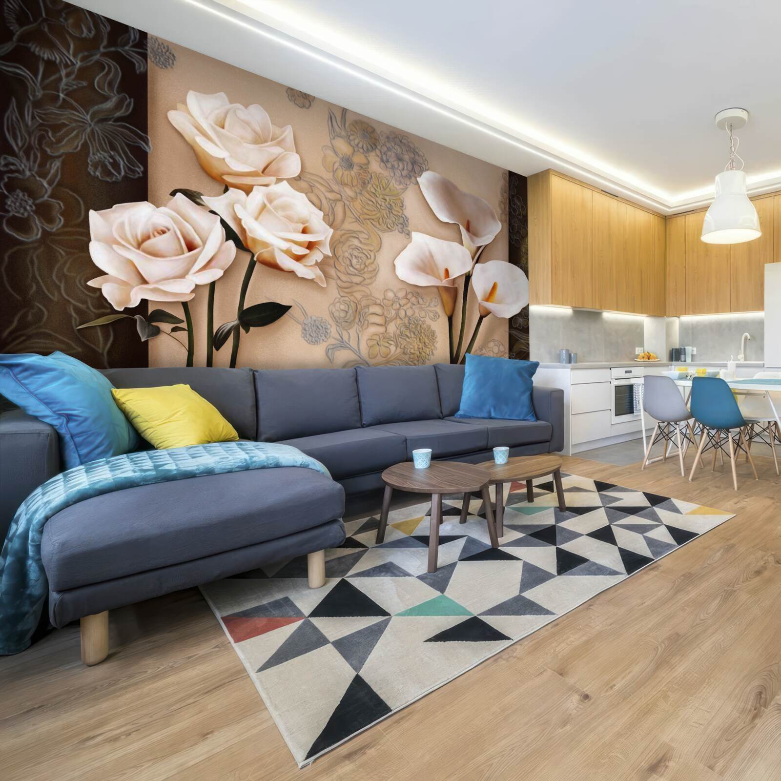 Fototapeta tulipany, kalie i róże w beżowym odcieniu