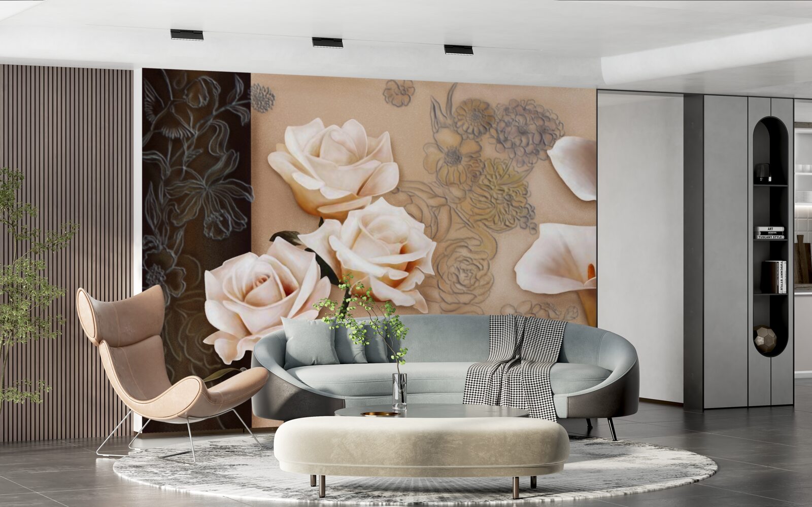 Fototapeta tulipany, kalie i róże w beżowym odcieniu