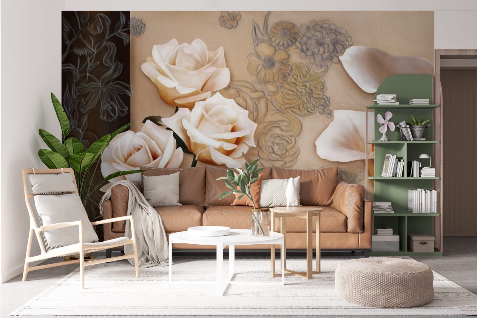 Fototapeta tulipany, kalie i róże w beżowym odcieniu