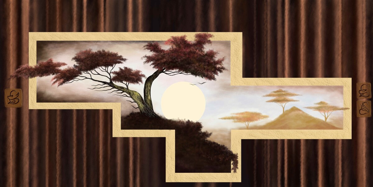 Fototapeta wschód słońca nad starym bonsai