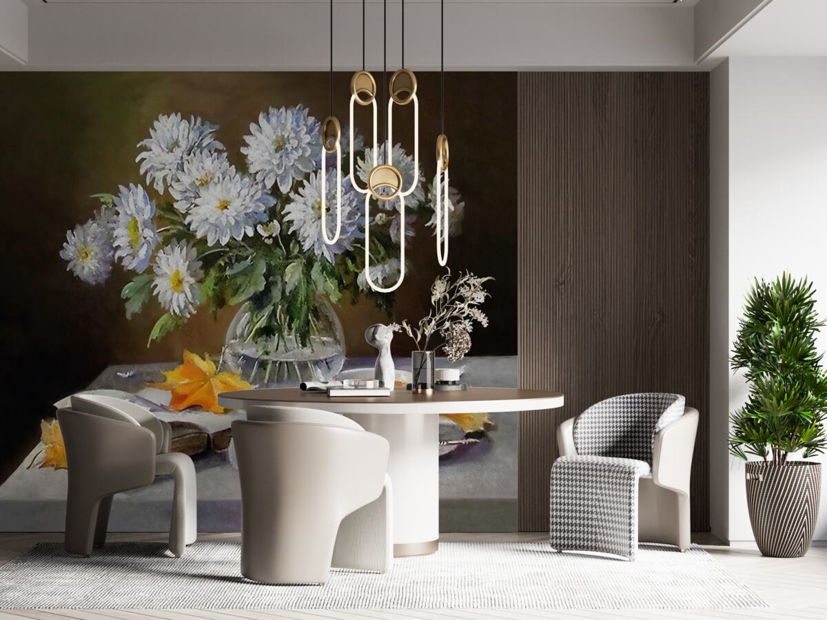 Fototapeta kolory chryzantem na stole