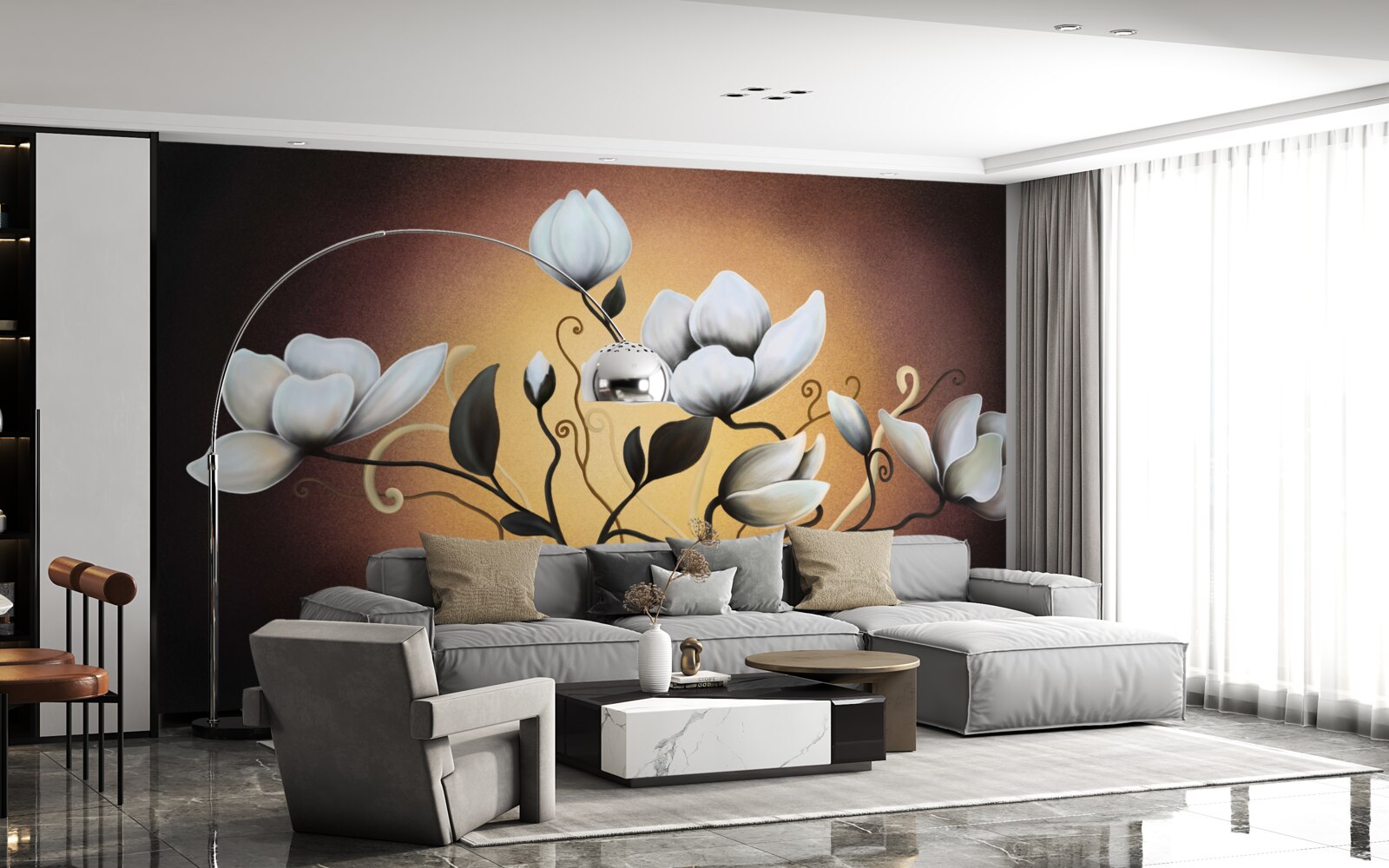 Fototapeta magnolia bukiet białawych kwiatów