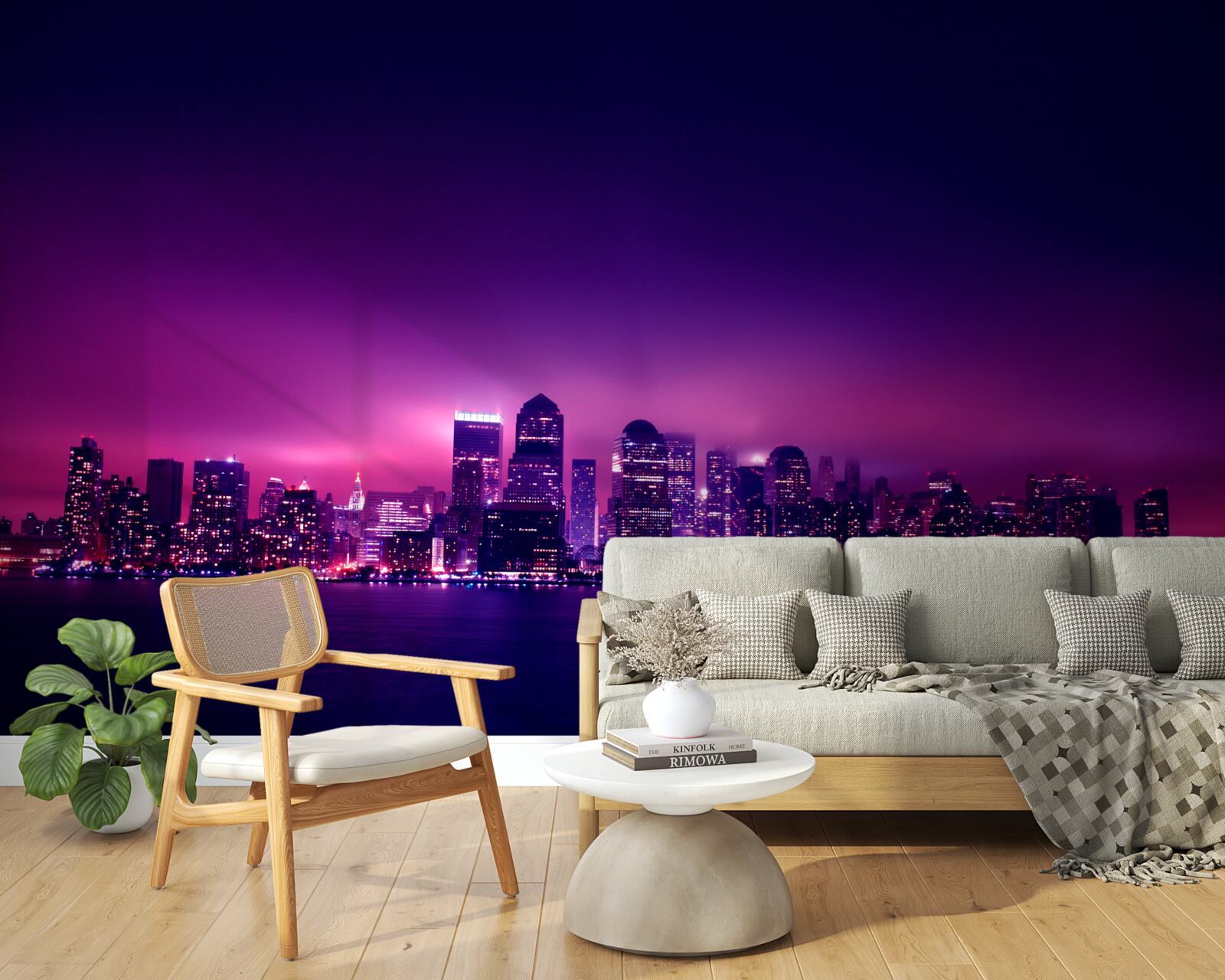 Fototapeta liliowy blask nad wielkim miastem