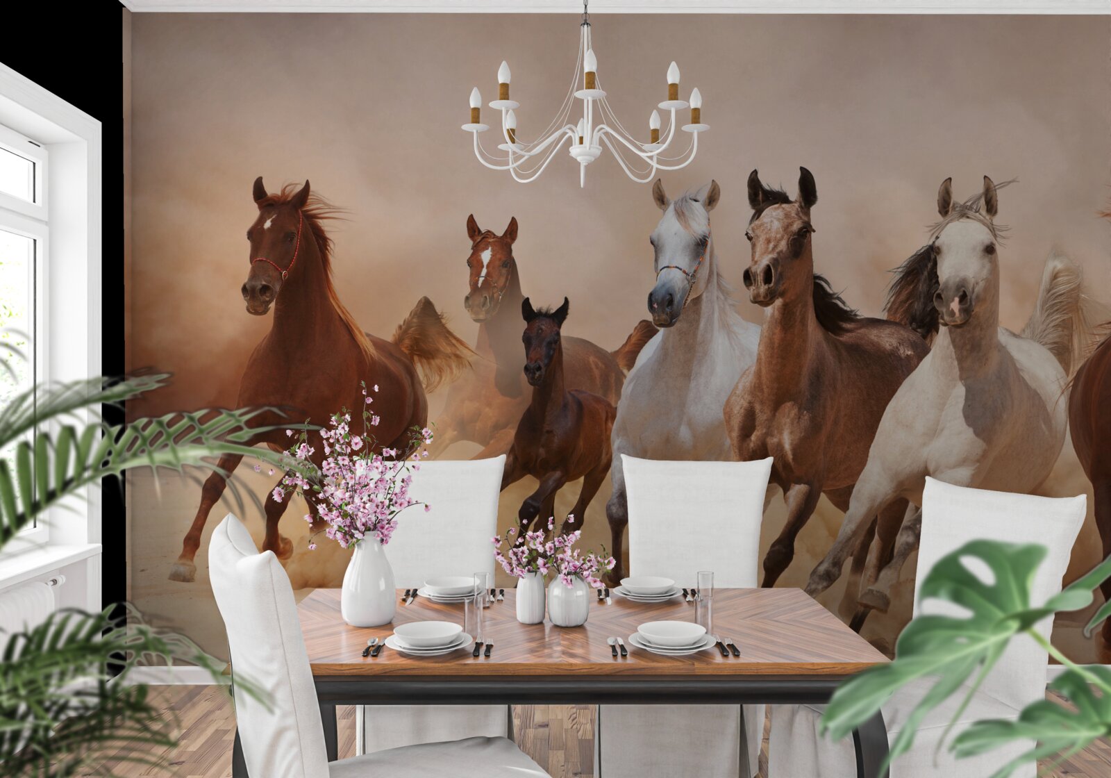 Fototapeta stado wolnych koni