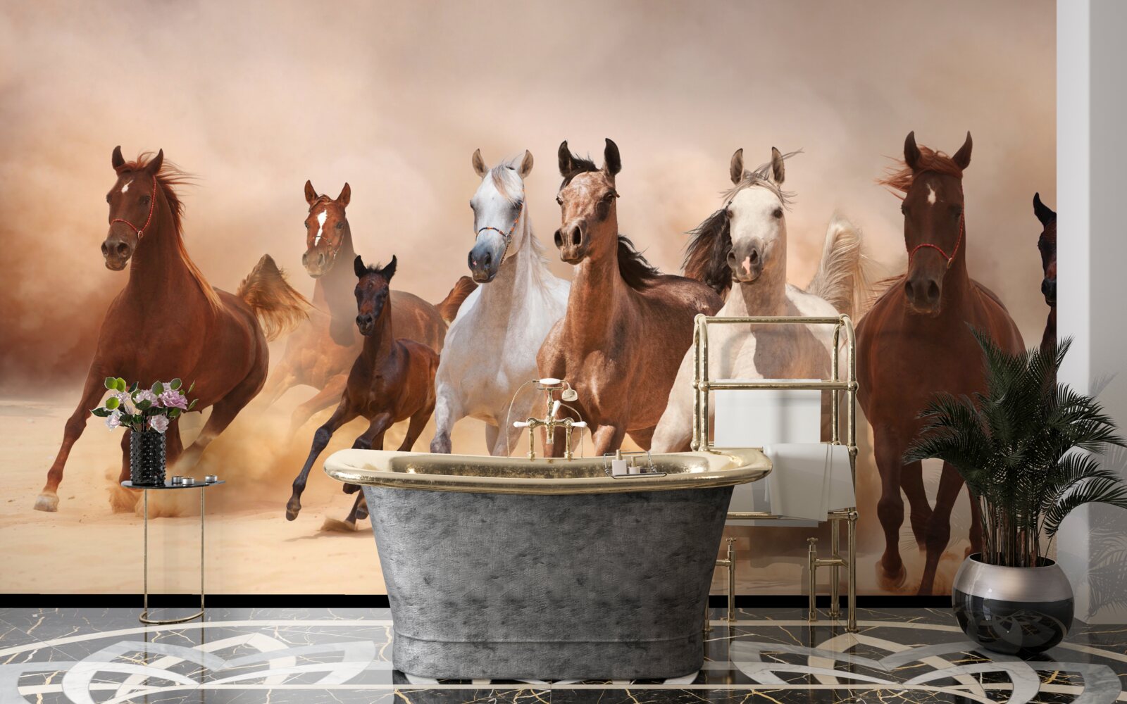 Fototapeta stado wolnych koni