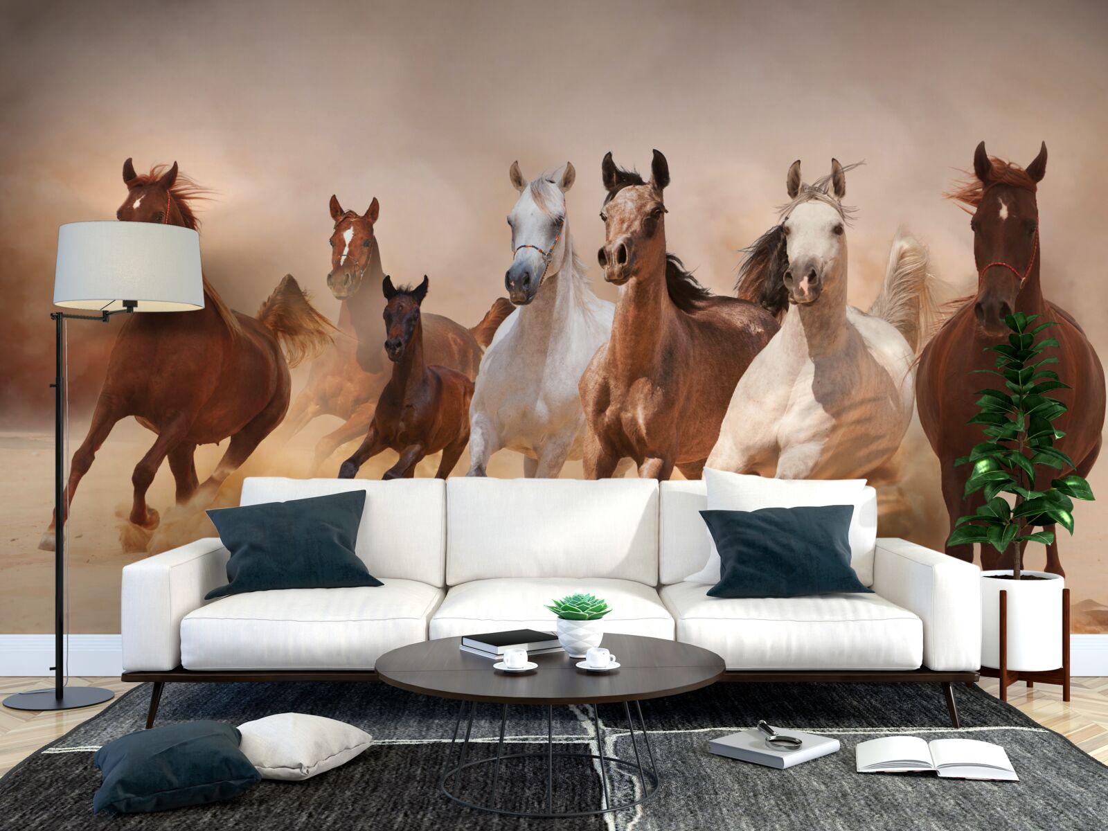 Fototapeta stado wolnych koni