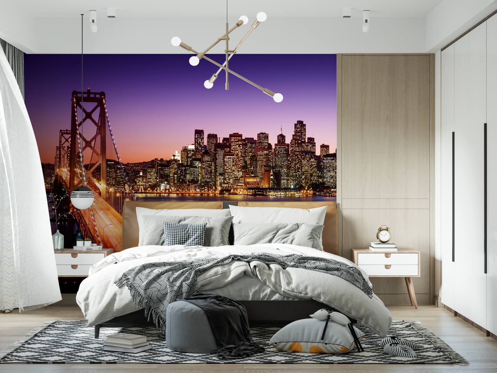 Fototapeta nocne światła mostu san francisco