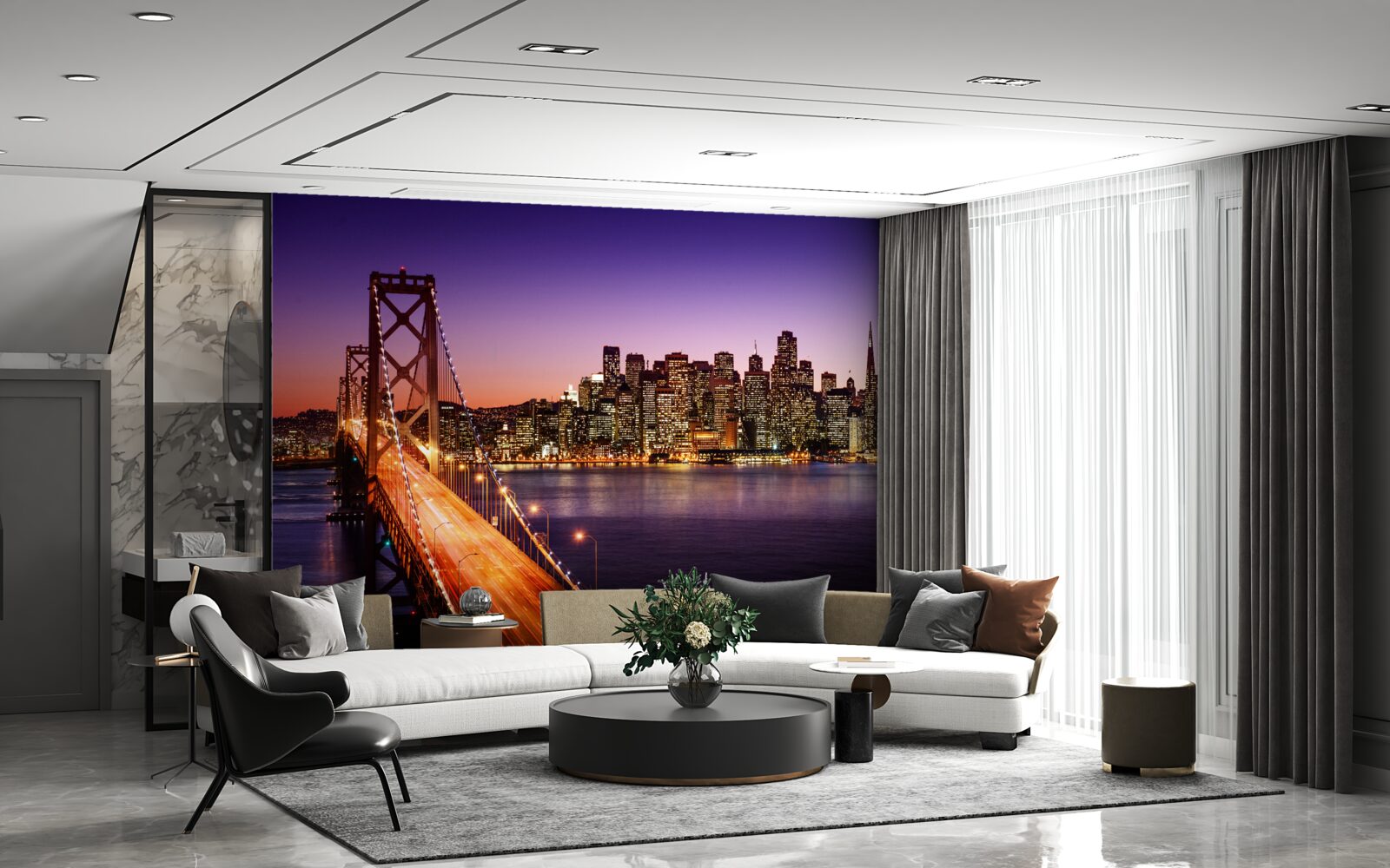 Fototapeta nocne światła mostu san francisco