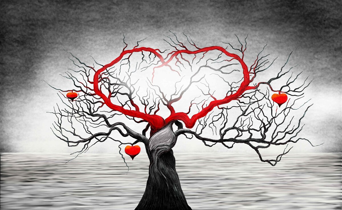 Fototapeta wielkie czerwone serce i heban