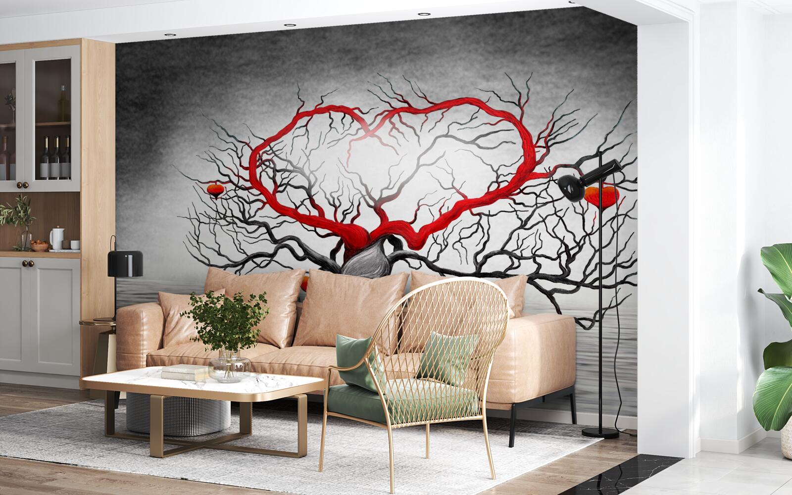 Fototapeta wielkie czerwone serce i heban