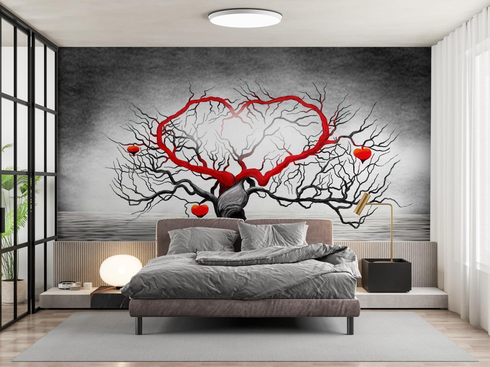 Fototapeta wielkie czerwone serce i heban