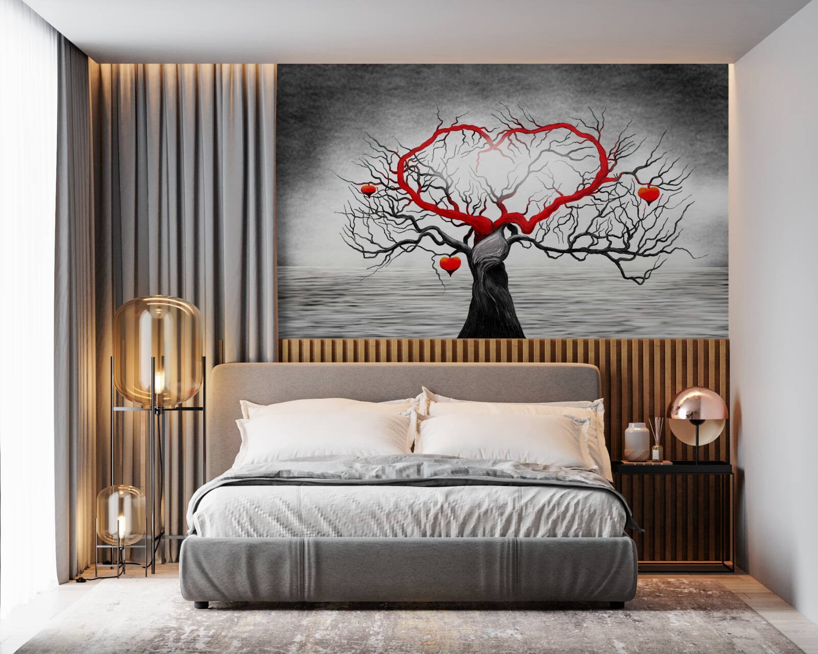 Fototapeta wielkie czerwone serce i heban