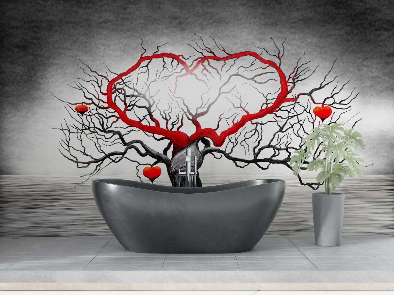 Fototapeta wielkie czerwone serce i heban