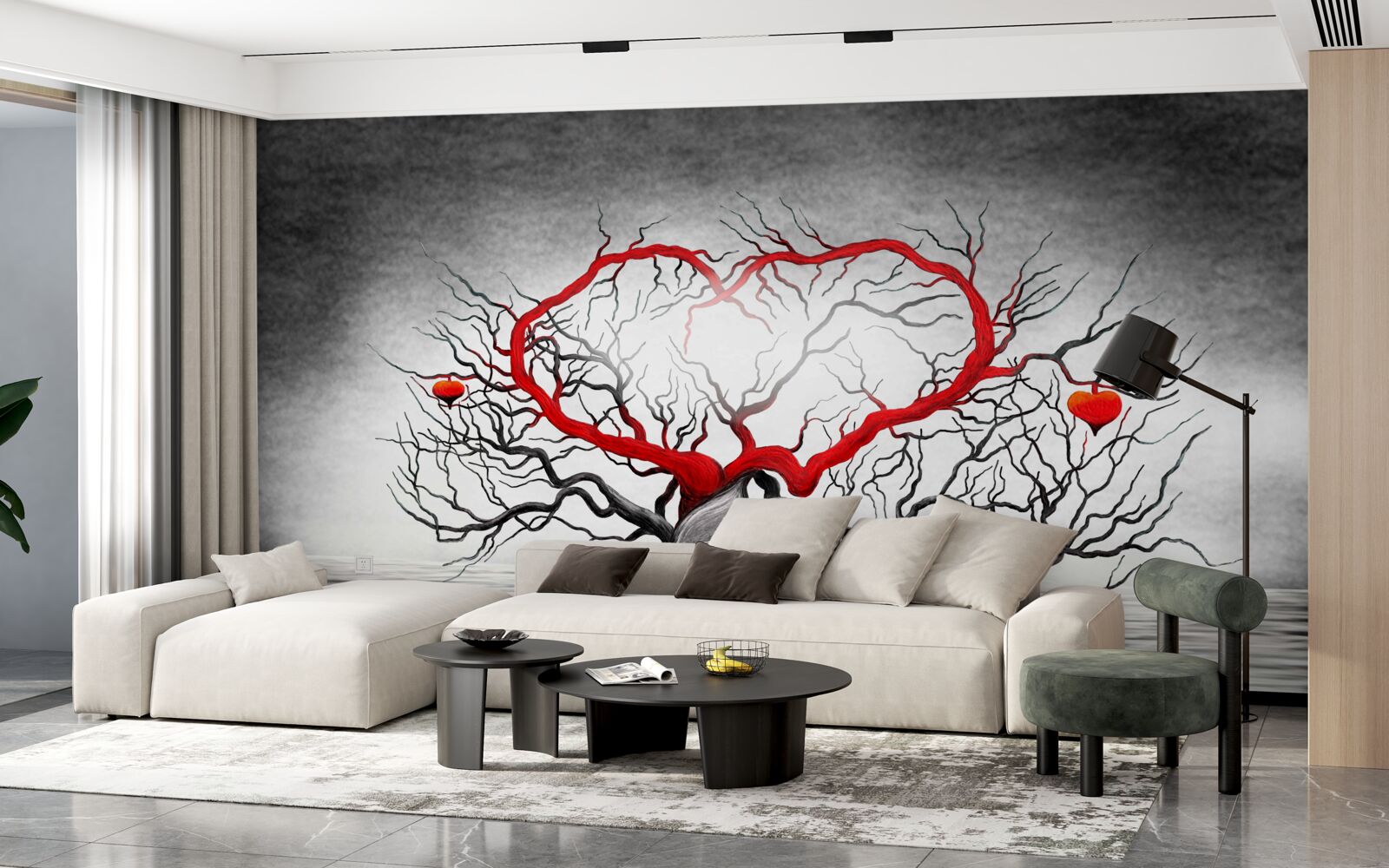 Fototapeta wielkie czerwone serce i heban