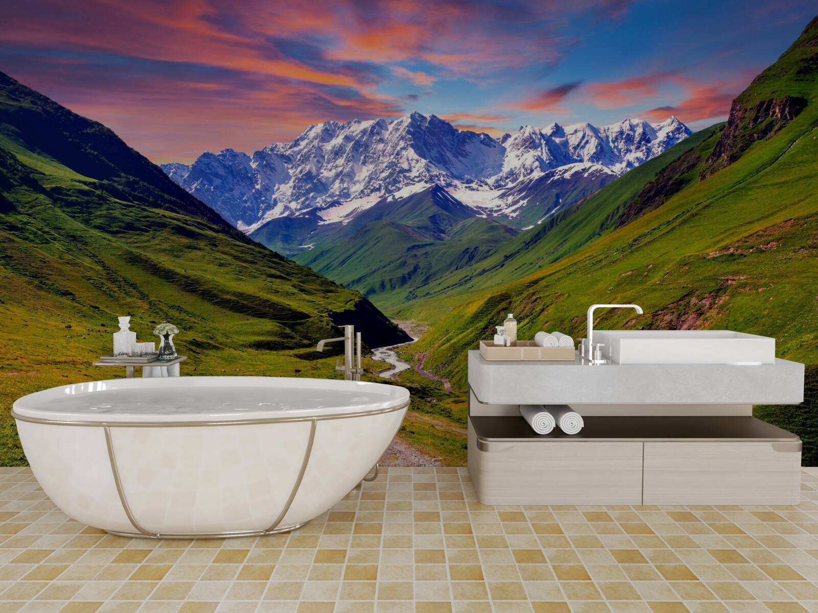 Fototapeta urocza ścieżka przez szczyty gór