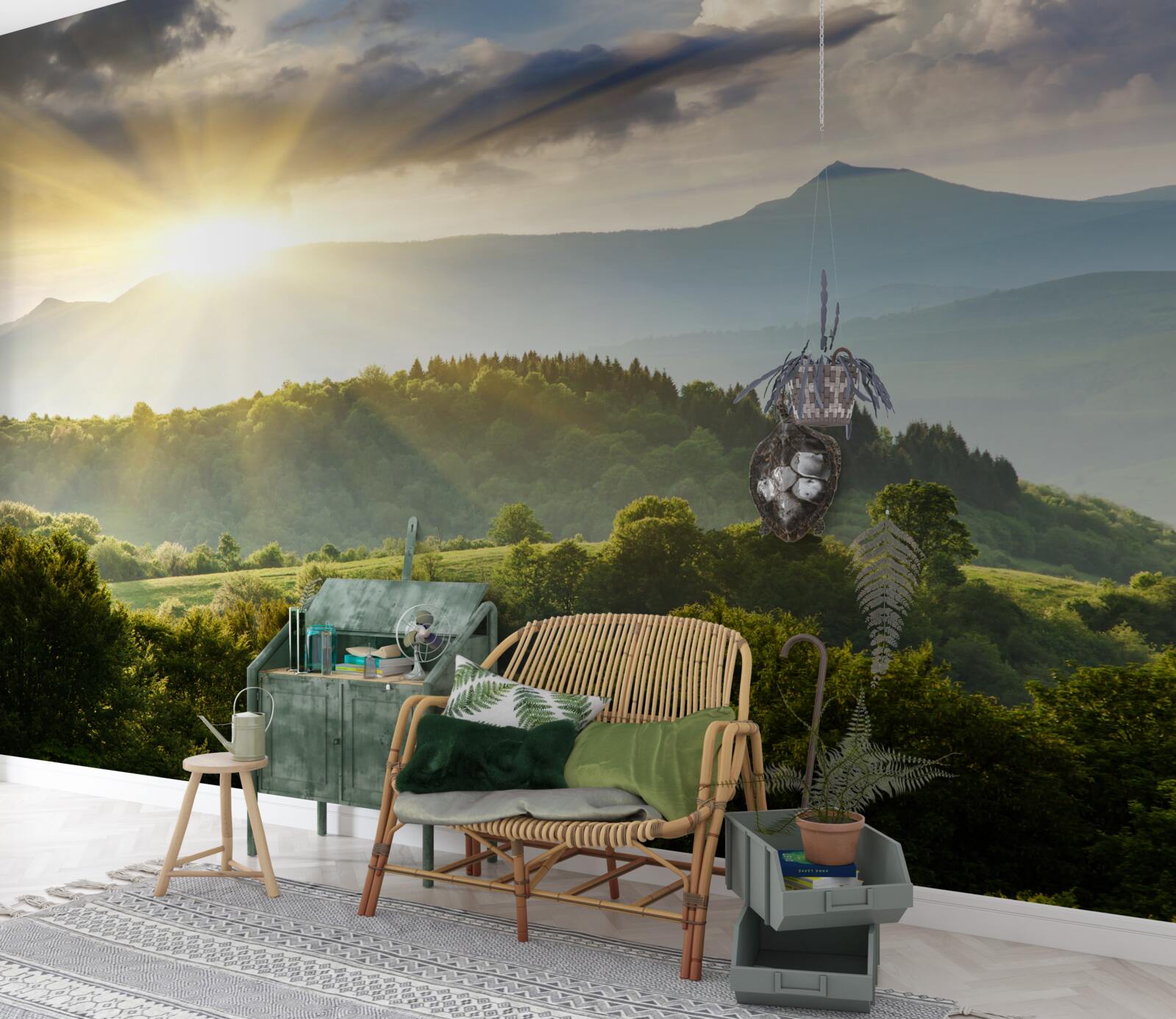 Fototapeta poranne promienie słońca nad szczytami gór