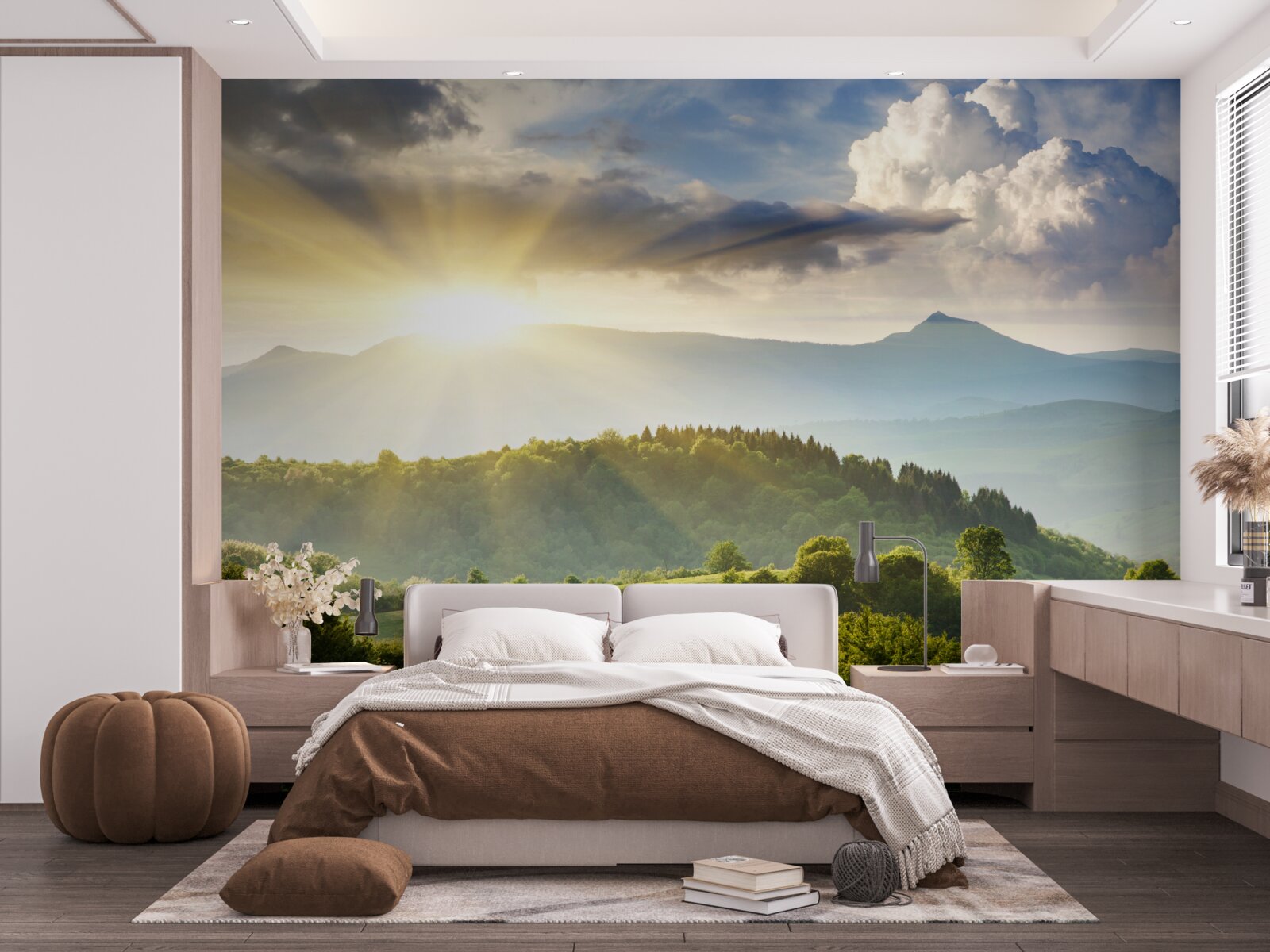 Fototapeta poranne promienie słońca nad szczytami gór