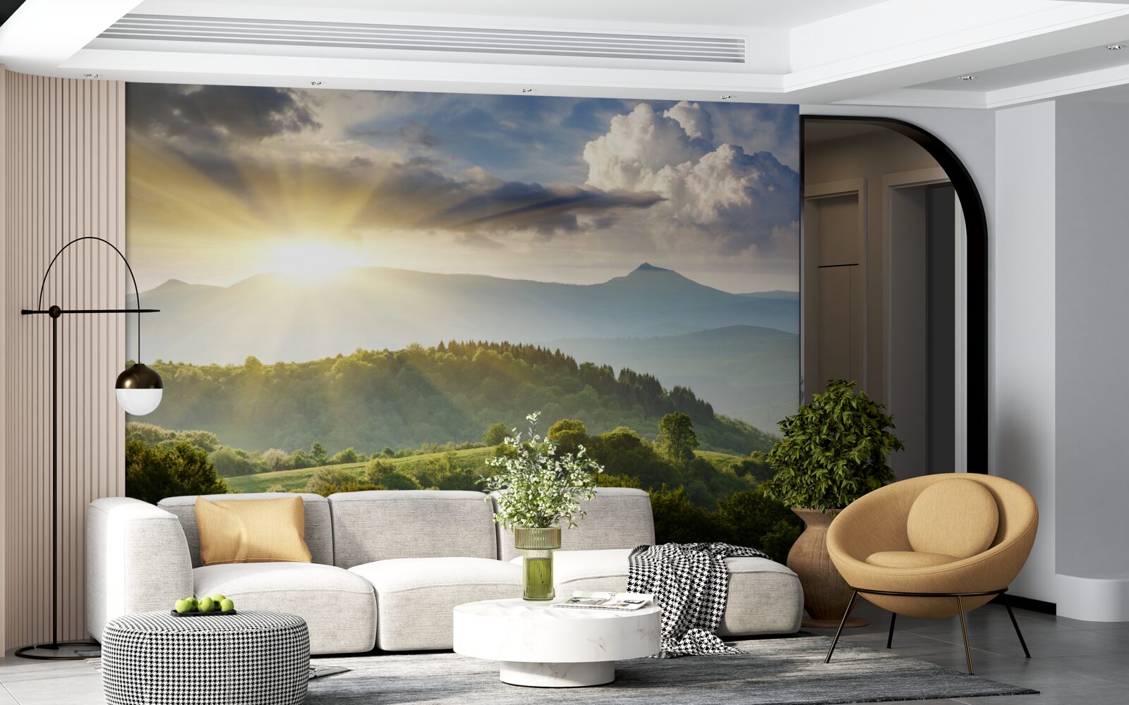 Fototapeta poranne promienie słońca nad szczytami gór