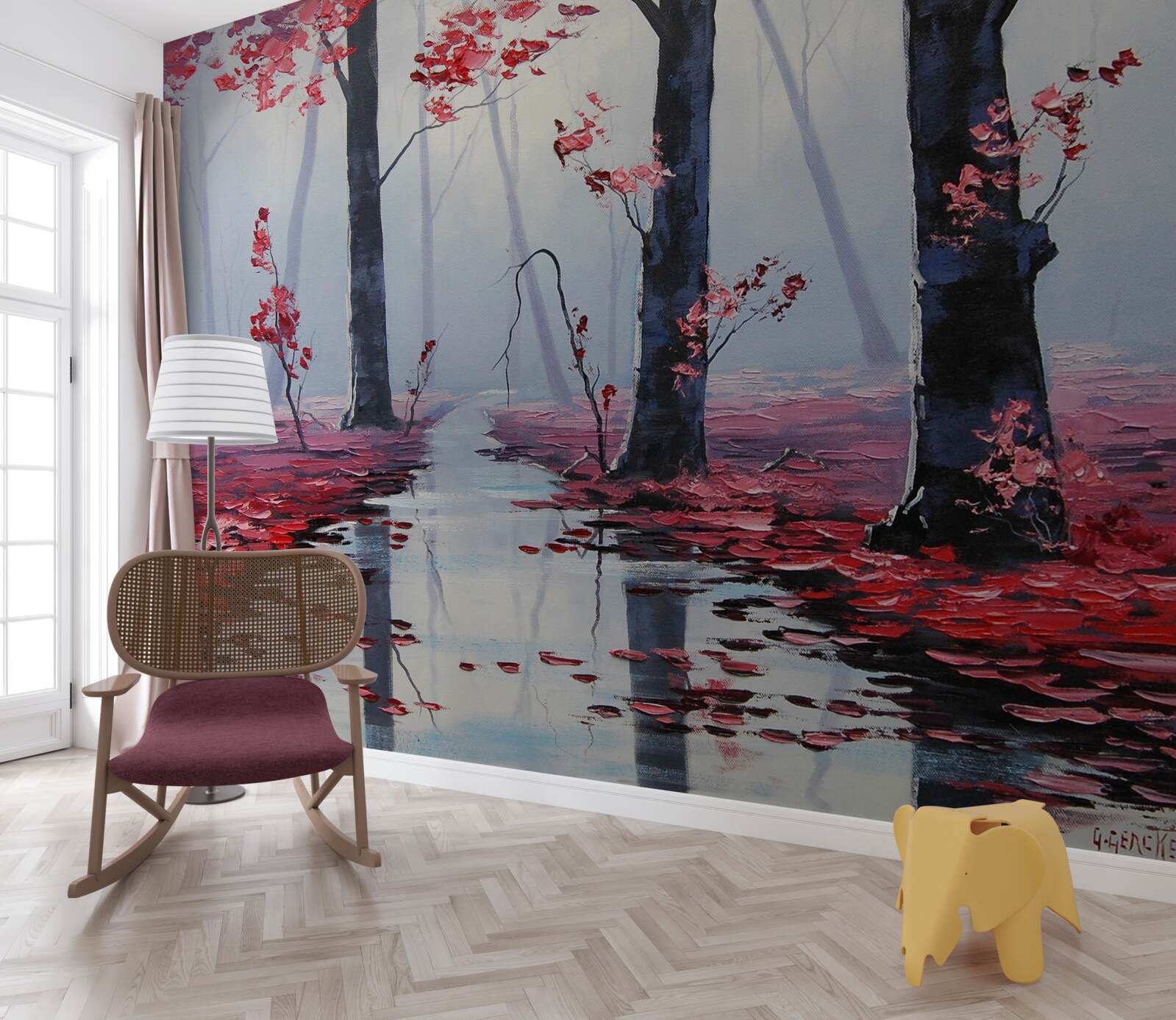 Fototapeta odbicie jesiennych liści w wodzie