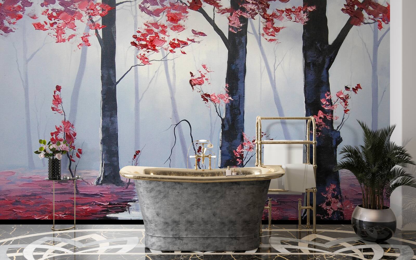 Fototapeta odbicie jesiennych liści w wodzie