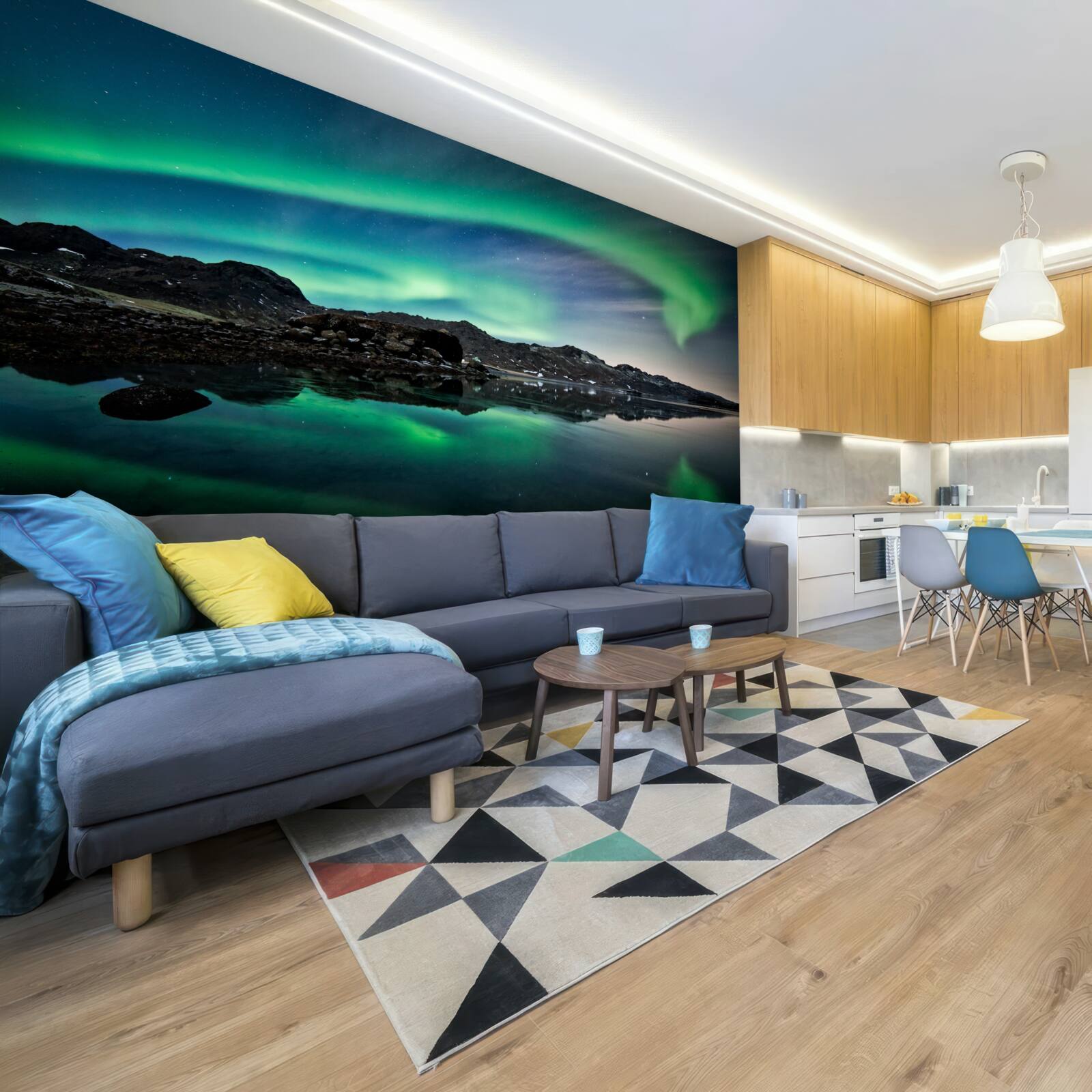 Fototapeta jezioro w świetle północy