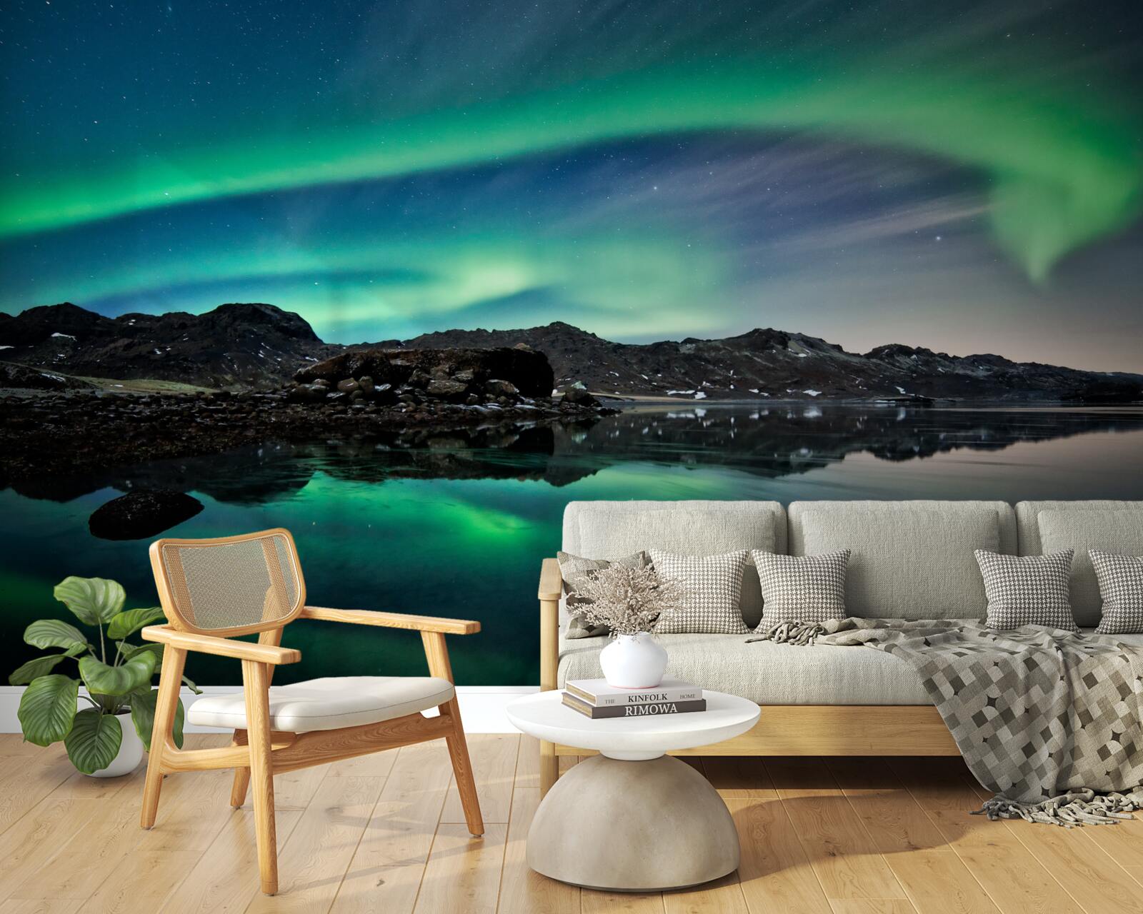 Fototapeta jezioro w świetle północy