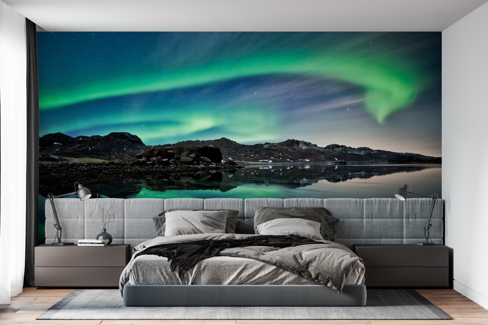 Fototapeta jezioro w świetle północy