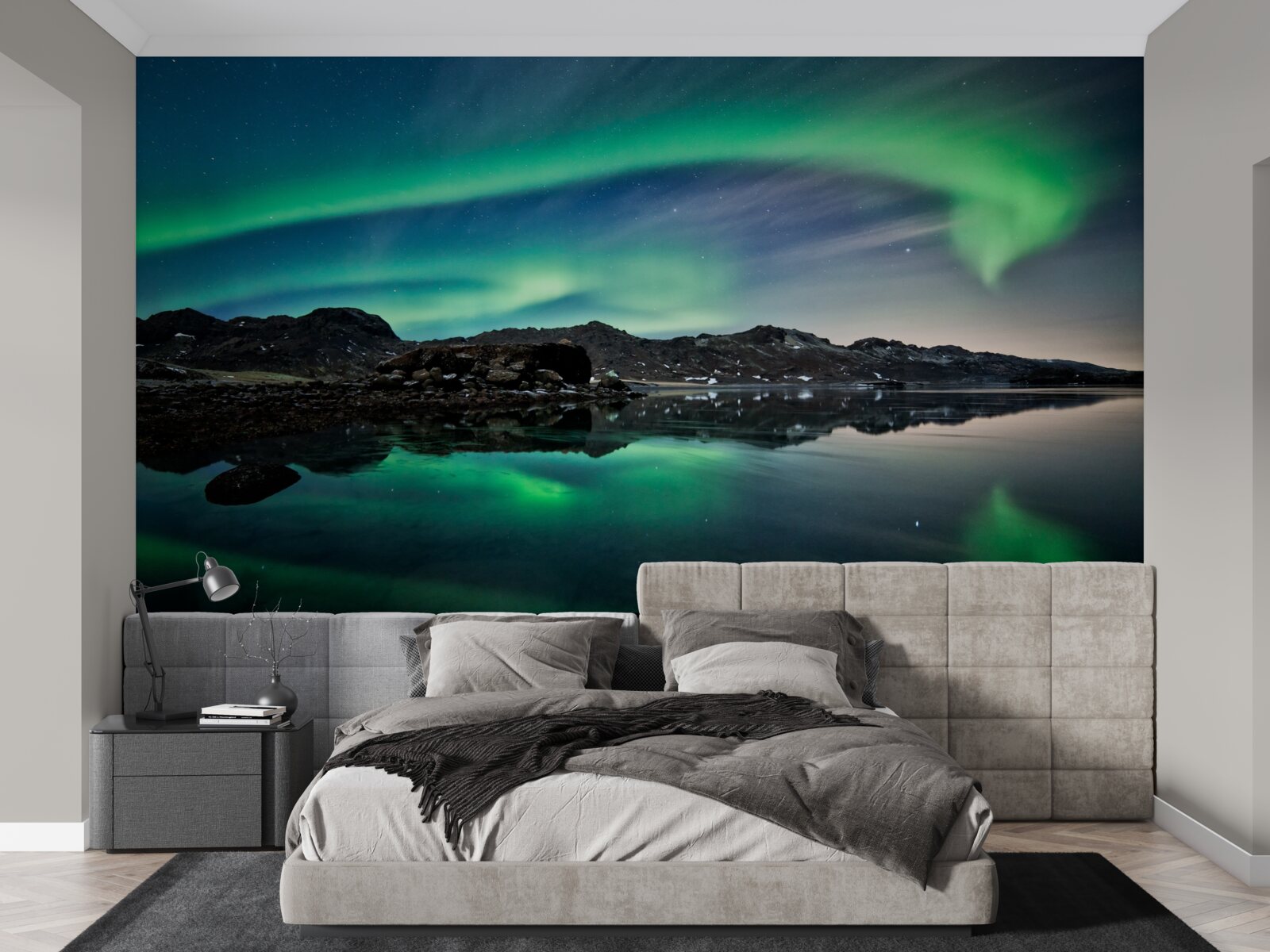 Fototapeta jezioro w świetle północy