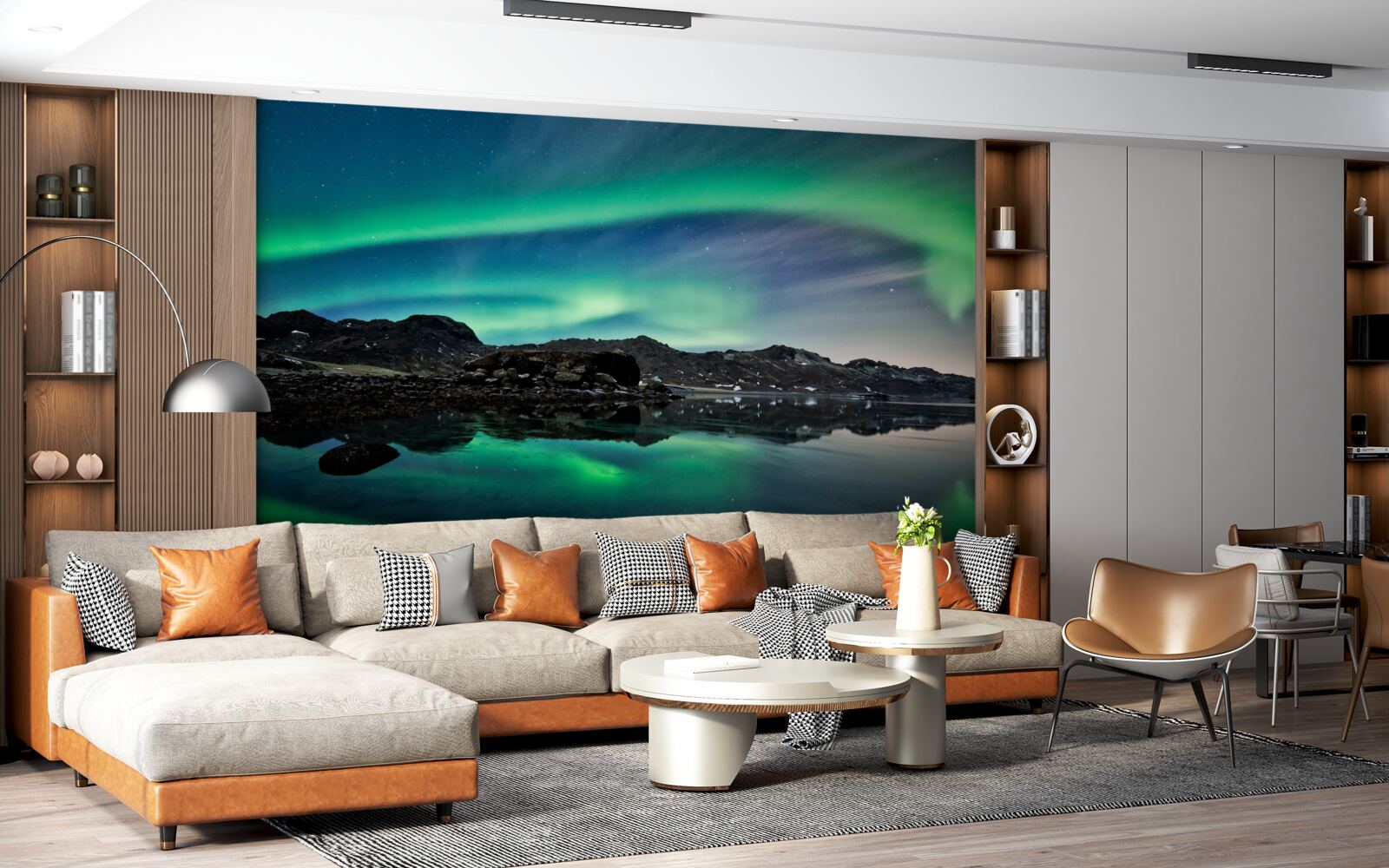 Fototapeta jezioro w świetle północy