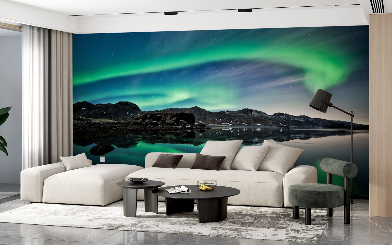 Fototapeta jezioro w świetle północy