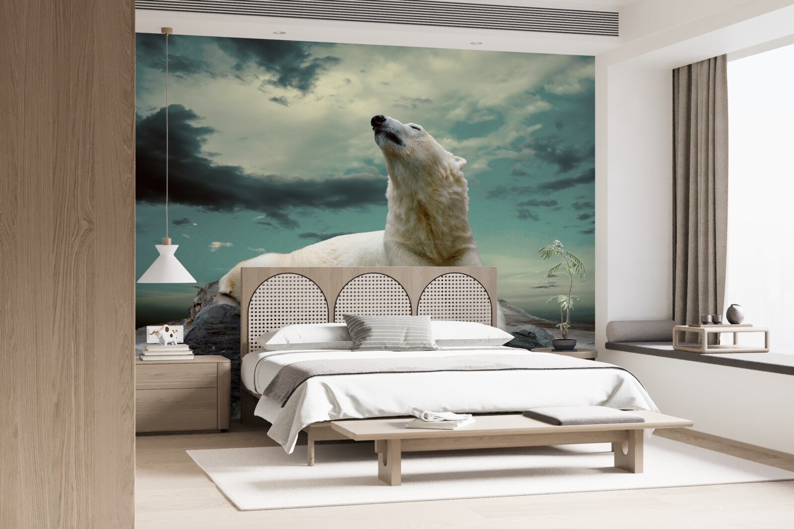 Fototapeta niedźwiedź polarny odpoczywa na kamieniu