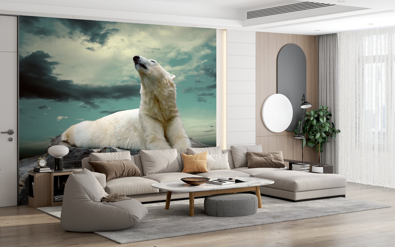 Fototapeta niedźwiedź polarny odpoczywa na kamieniu