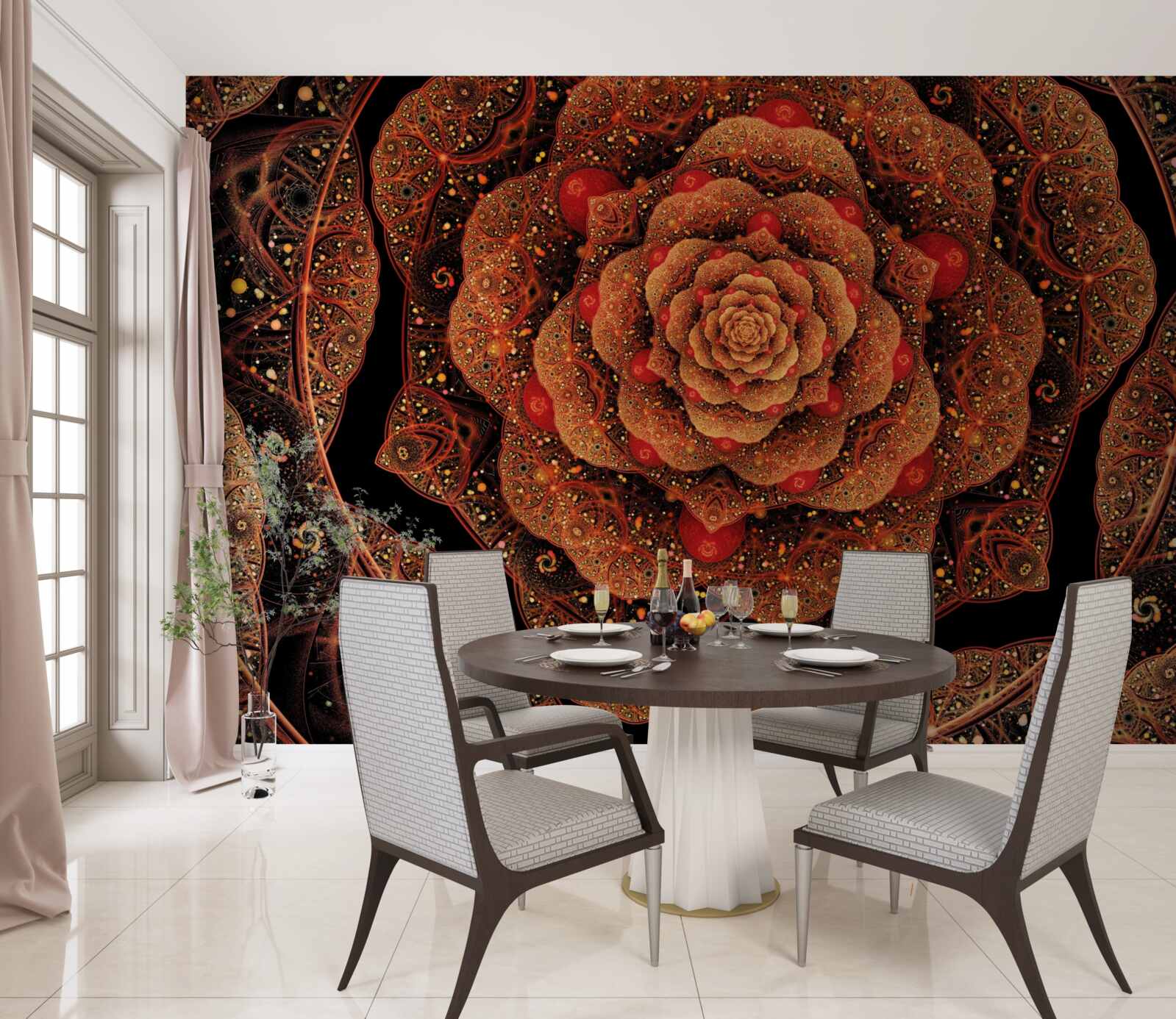 Fototapeta brązowy fraktal, którego kształt przypomina piwonię