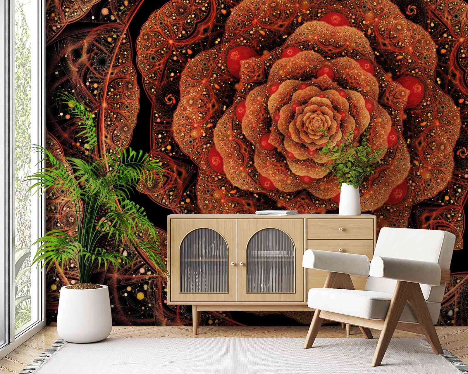 Fototapeta brązowy fraktal, którego kształt przypomina piwonię