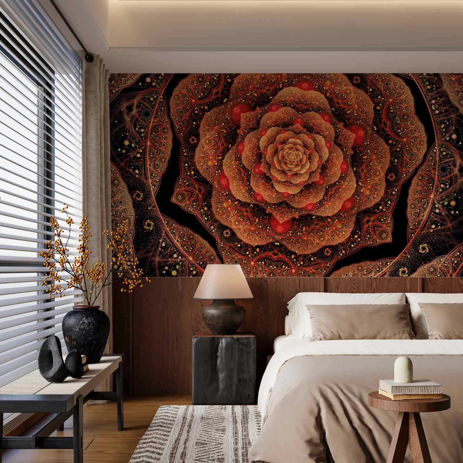 Fototapeta brązowy fraktal, którego kształt przypomina piwonię