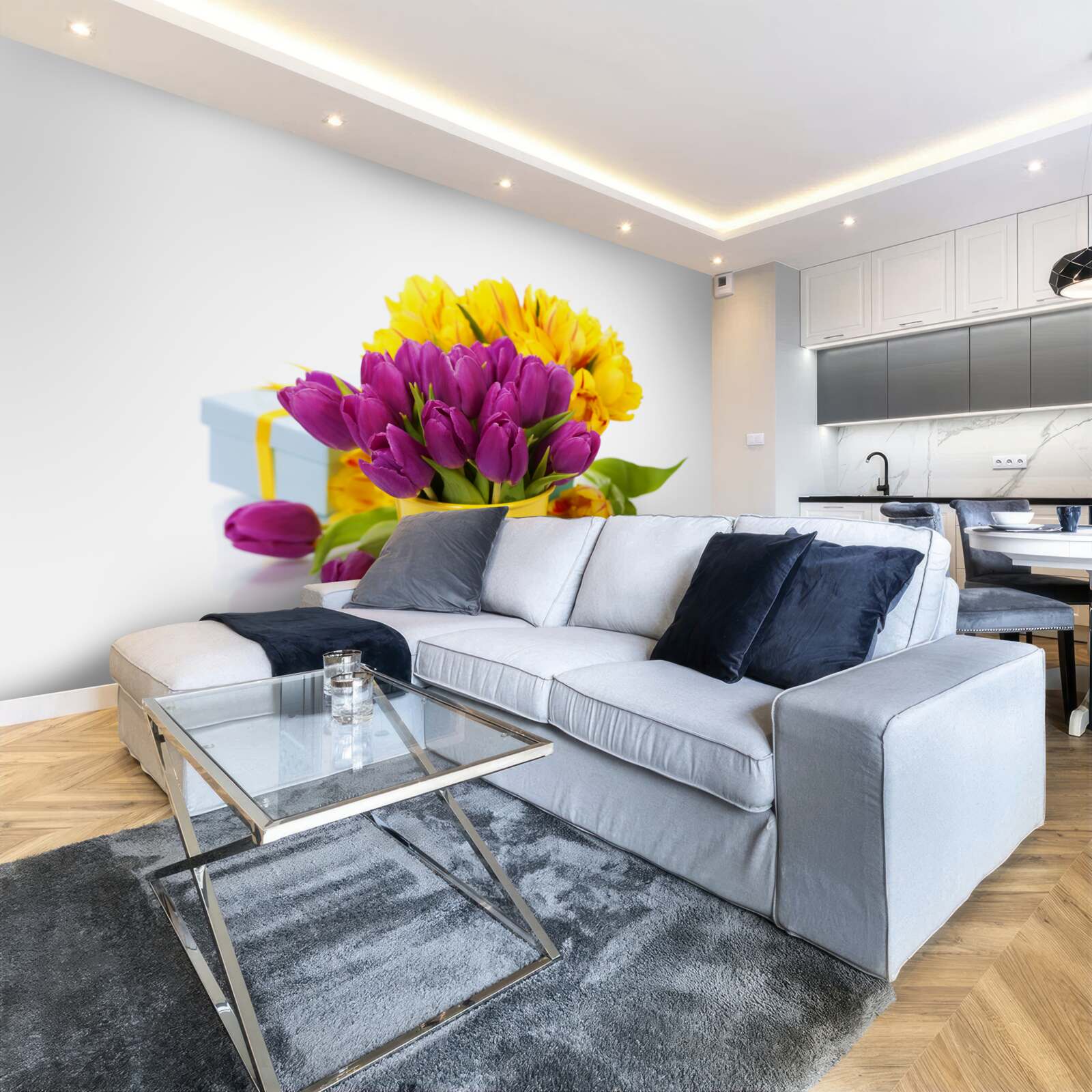 Fototapeta zestaw fioletowych tulipanów