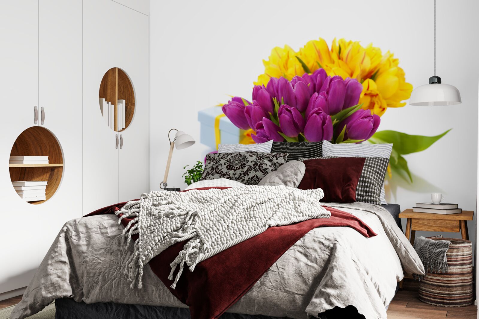 Fototapeta zestaw fioletowych tulipanów