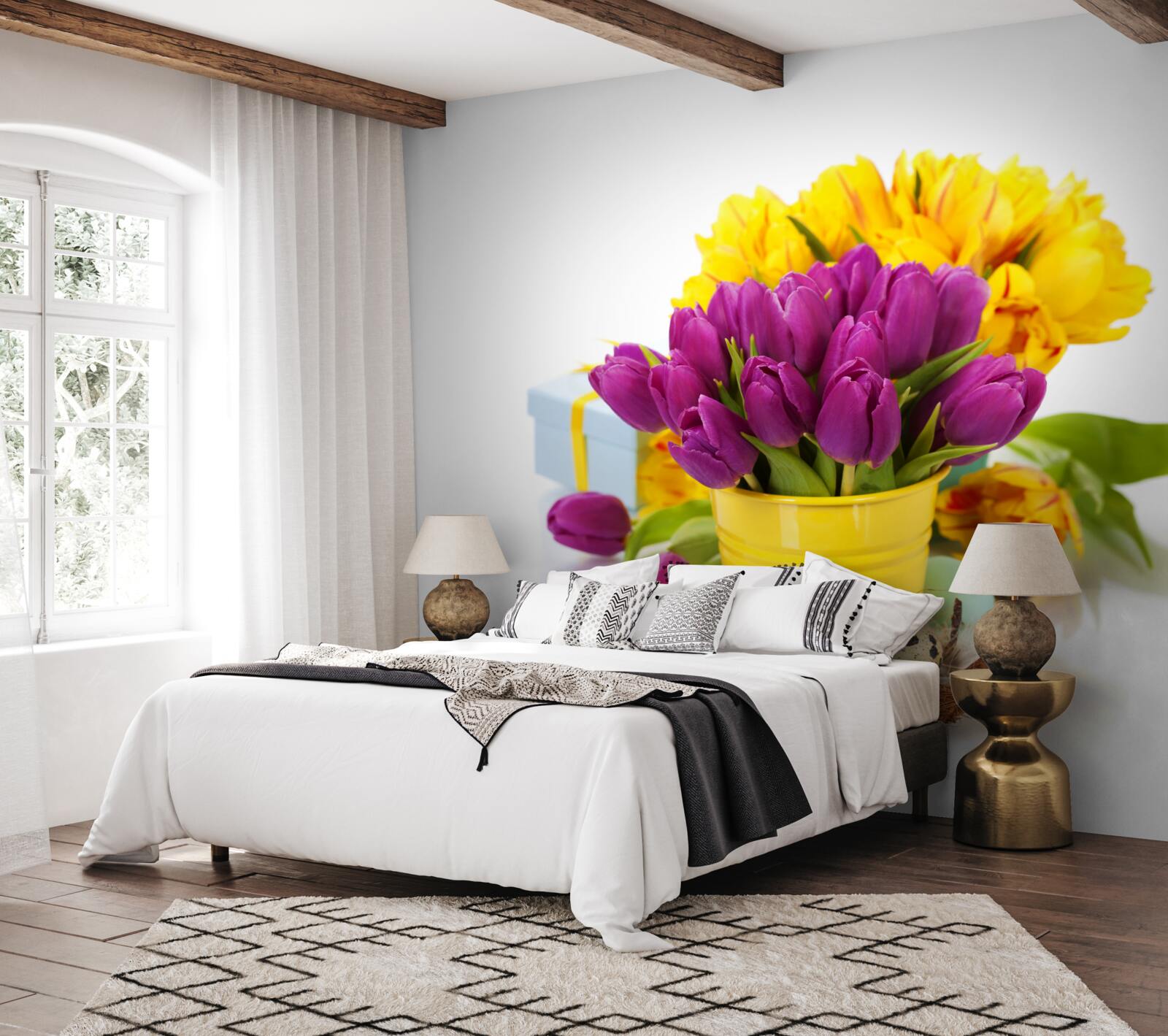 Fototapeta zestaw fioletowych tulipanów