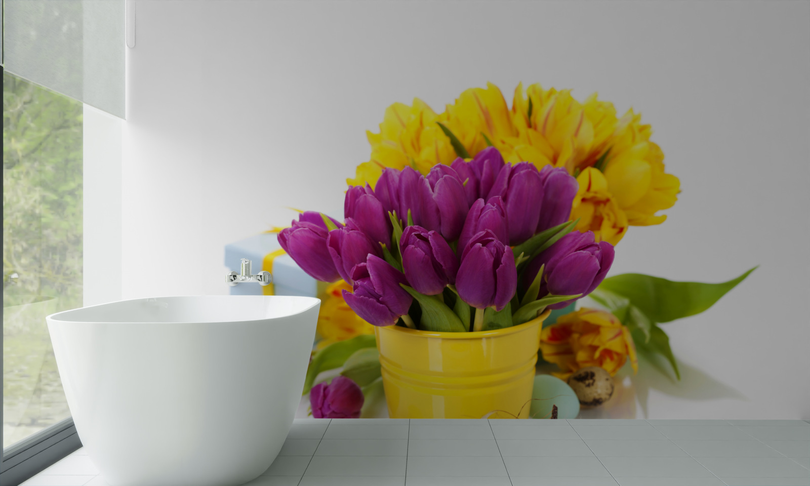 Fototapeta zestaw fioletowych tulipanów